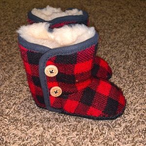 Red Buffalo plaid infant UGG’s